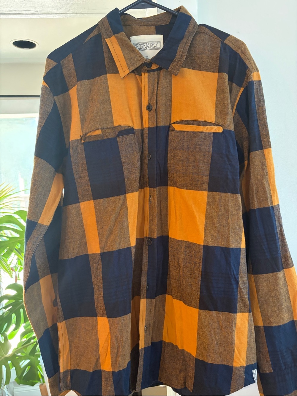 Ezekiel Yellow & Navy Large-Check Button-Up Shirt
